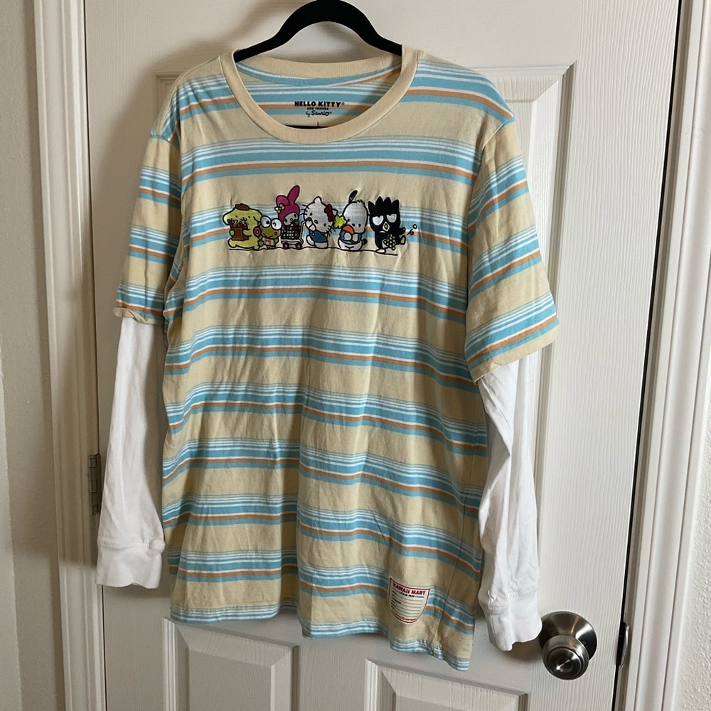 Hello Kitty & Friends Sanrio Kawaii Mart Striped Long Sleeve Tee - Large - Picture 2 of 12